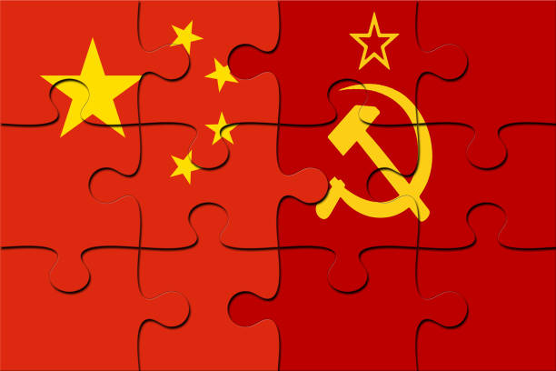 Flags of Soviet Union and China Jigsaw Puzzle Pieces Flags of Soviet Union and China Jigsaw Puzzle Pieces. Relations concept communism photos stock pictures, royalty-free photos & images
