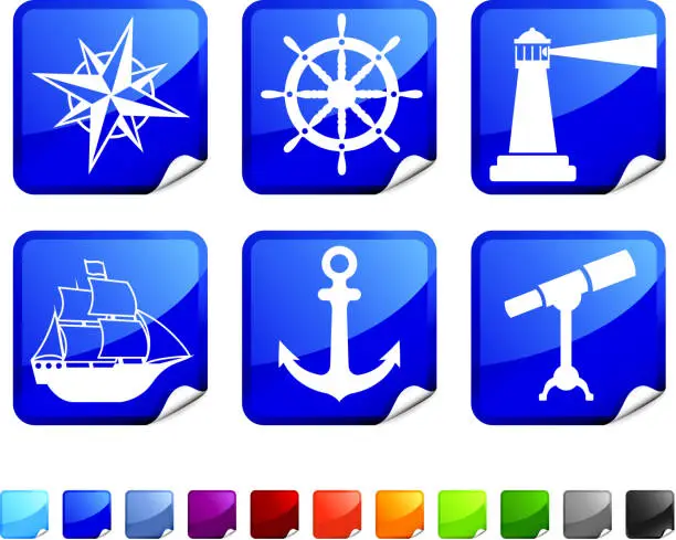 Vector illustration of naval voyage royalty free vector icon set