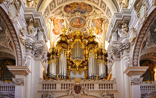Pipe Organ in the St. Stephan Cathedral, Passau, Bavaria, Germany