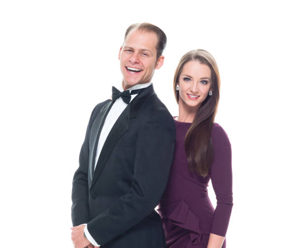 istock Handsome man with beautiful woman on white background 1169665701