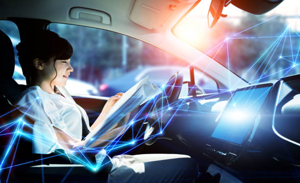 istock Interior of autonomous car. Driverless vehicle. Self driving. UGV. Advanced driver assistant system. 1169668287