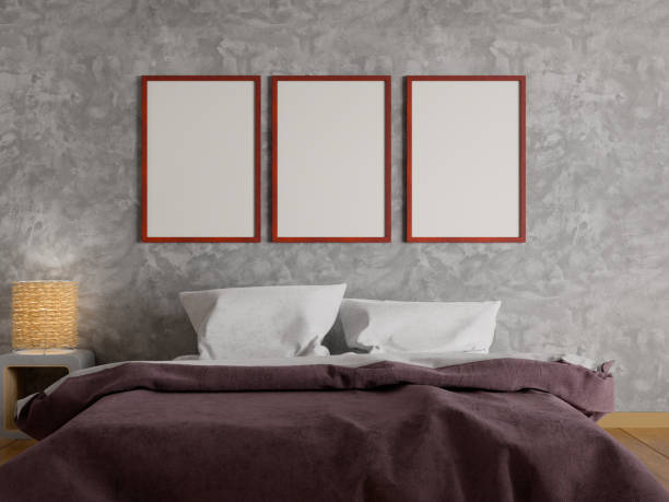 istock Mock up poster in bedroom. 1169673638