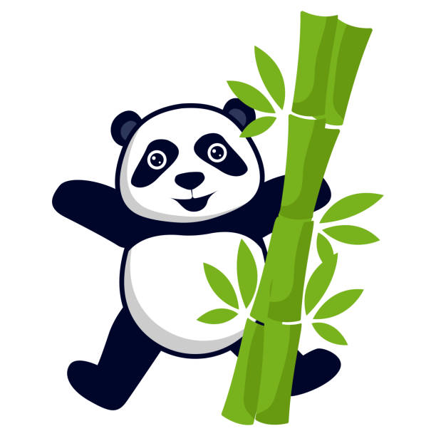 パンダクマの印は白い背景に隔離されています。ベクトルイラストレーション - panda giant panda china eating点のイラスト素材／クリップアート素材／マンガ素材／アイコン素材
