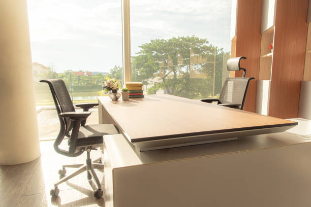 istock Manager board room with table, chairs and plasma display.nobody in room. interior office 1169679314