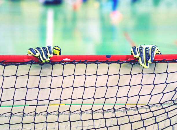 istock Goalkeeper gloves on hands.  Goalkeeper makes stretching 1169690940