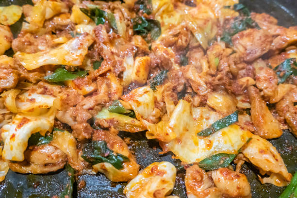 Dakgalbi, Korean style stir-fried chicken with vegetables and spicy sauce