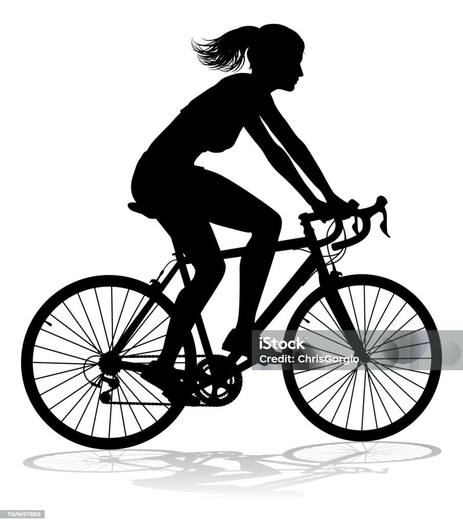 Người Phụ Nữ Đi Xe Đạp Đi Xe Đạp Silhouette Hình minh họa Sẵn có ...