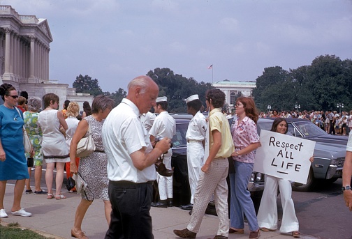 Washington D.C., USA, 1974. Anti-Abortion Demonstration in Front of the Capitol in Washinton D.C.