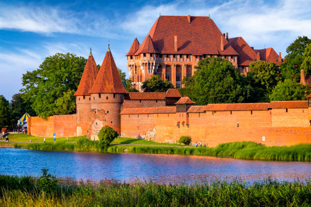 Malbork castle in Pomerania region of Poland. UNESCO World Heritage Site. Teutonic Knights' fortress also known as Marienburg. Nogat river. Poland