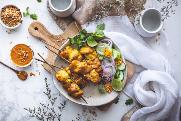 istock Chicken Skewer Satay and Peanut Sauce for summer 1169700329