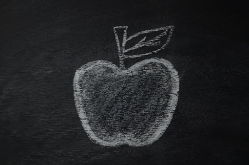 Apple chalk drawing for education