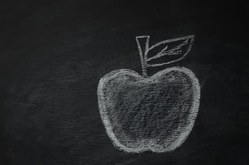 Apple chalk drawing for education
