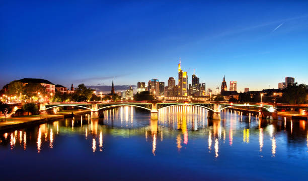 istock Frankfurt Am Main skyline at night 1169703833