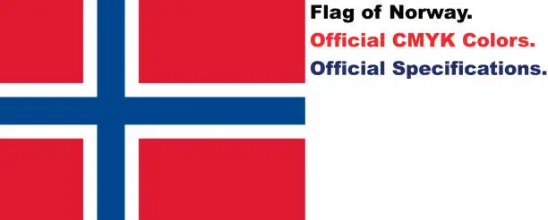 Vector illustration of Norwegian Flag (Official CMYK Colours, Official Specifications)