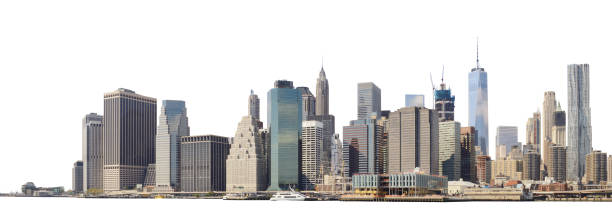 Skyline de Manhattan isolada no branco. - foto de acervo