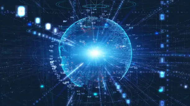 Photo of Digital transformation concept. Binary code. Programming.