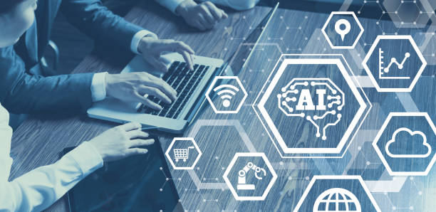 ai (artificial intelligence) concept. communication network. - computer language solution algorithm diagram imagens e fotografias de stock