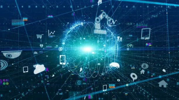 Photo of Digital transformation concept. Binary code. Programming.