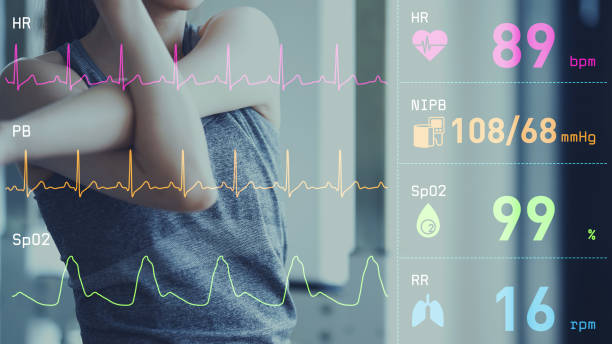 ヘルスケア技術の�概念。バイタルサインセンシング。 - 心臓刺激伝導系 ストックフォトと画像