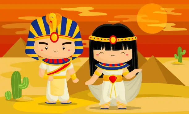 Vector illustration of Egypt Couple Vector Set