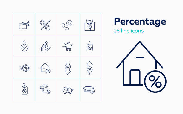 prozentliniensymbolsatz - car vector incentive customer stock-grafiken, -clipart, -cartoons und -symbole