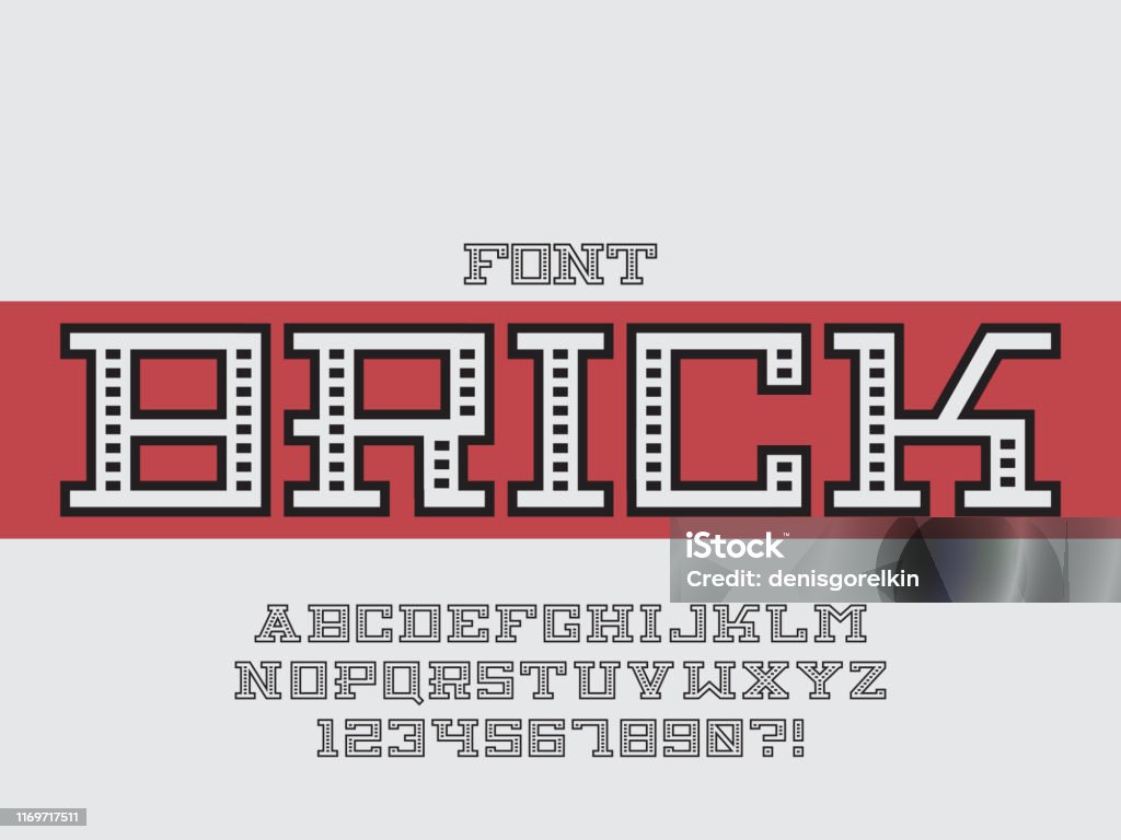 Font Brick Pattern Brick Font Vector Alphabet Stock Illustration - Download Image Now ...