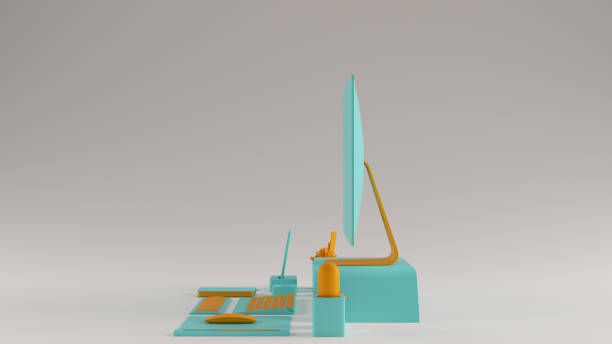 istock Gulf Blue Turquoise and Orange Contemporary Desk Setup 1169723688