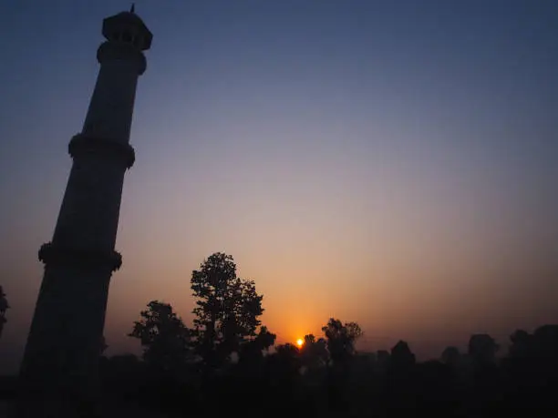 Landscape Taj Mahal. Morning sunrise in Worldwonder that in India