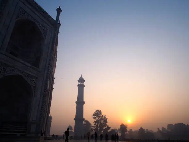 Landscape Taj Mahal. Morning sunrise in Worldwonder that in India
