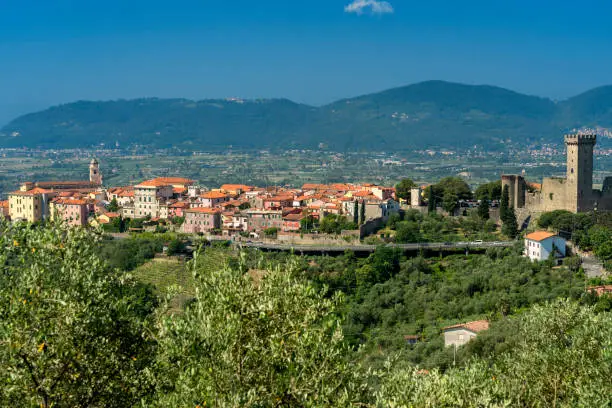 Panoramic view of Castelnuovo Magra, La Spezia, Liguria, Italy, in Lunigiana