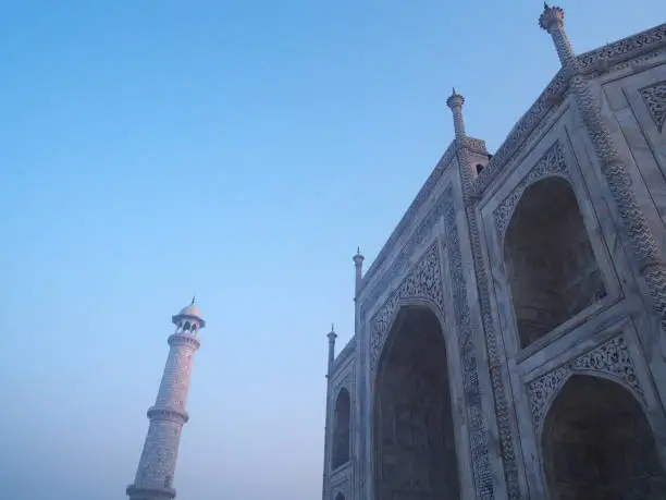 Close up Taj Mahal. Morning sunrise in Worldwonder that in India