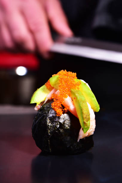 istock Sushi ball close-up on a dark background 1169730066