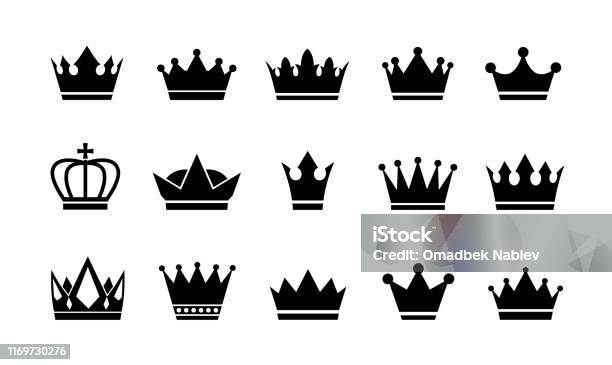 Royal Crown Icons Collection Set Stock Illustration - Download Image Now - Crown - Headwear, Icon Symbol, King - Royal Person