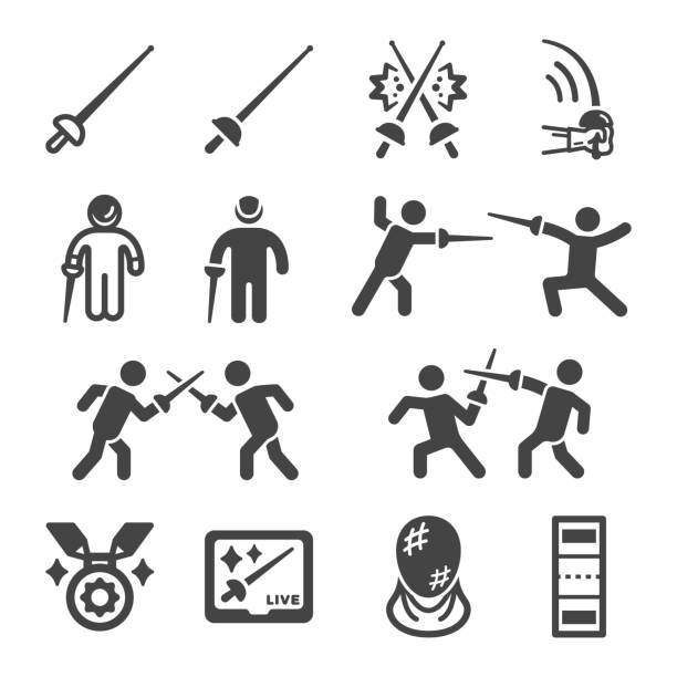 fencing icon set fencing sport and recreation icon set,vector and illustration fencing sport stock illustrations