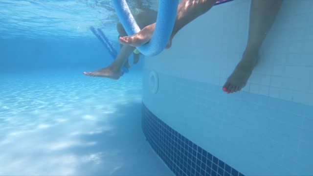 Woman's doing water aerobics in a pool