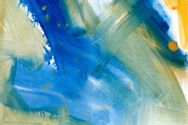 istock Light blue, green and ocher hand drawn watercolour painting. Modern azure and sienna blending raster illustration. 1169737690