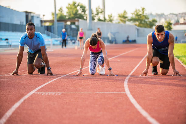 istock Athlete Men and Woman preparing and exercise for run 1169739869