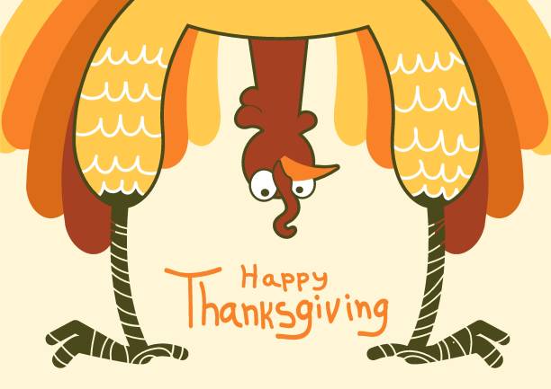 Thanksgiving turkey for Happy Thanksgiving day. Vector color funny symbol illustration Thanksgiving funny turkey for Happy Thanksgiving day. Vector color symbol illustration with text funny thanksgiving stock illustrations