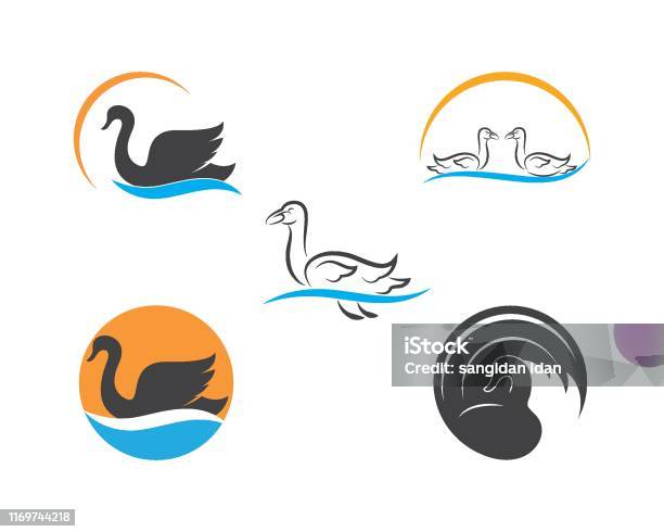 天鵝徽標範本向量插圖向量圖形及更多不動產圖片 - 不動產, 商標, 大自然