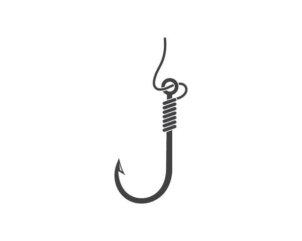 ilustraciones, imágenes clip art, dibujos animados e iconos de stock de diseño de ilustración vectorial icono de gancho - anzuelo de pesca