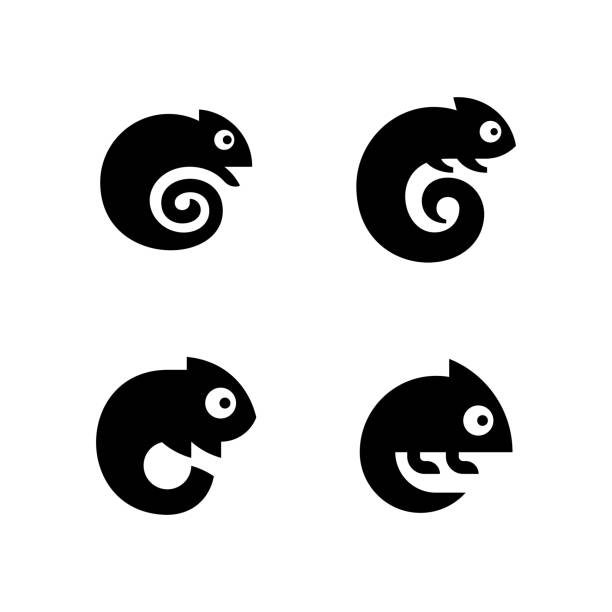 Set of Chameleon Set of Chameleon . Icon design. Template elements chameleon icon stock illustrations