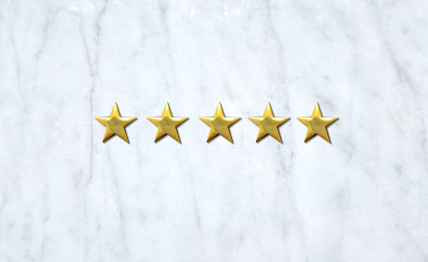 istock Five stars symbol on marble background texture for your text or design 1169748152