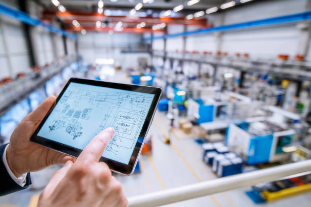 istock Factory schematics on a digital tablet 1169752660