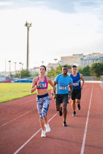 Athlete Men and Woman preparing and exercise for run