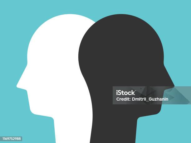 Ilustrații de stoc cu Siluete Albe Negre Cap - Descarca imaginea acum - Două obiecte, Două persoane, Contrast