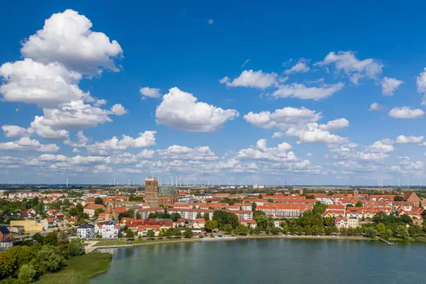 View of the city of Prenzlau am Uckersee in the Uckermark in summer