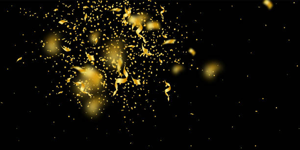 istock Streamers and confetti. Gold tinsel and foil ribbo 1169755729