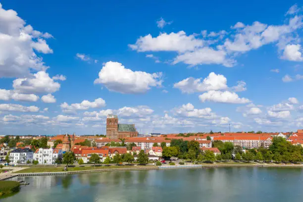 View of the city of Prenzlau am Uckersee in the Uckermark in summer