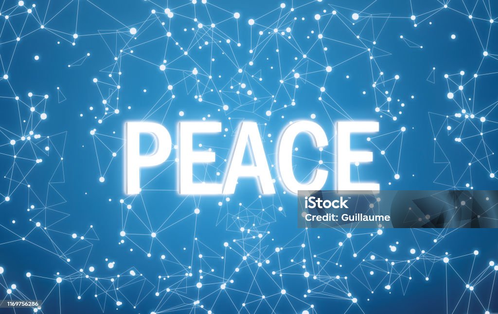 Peaceful Networking Peace On Digital Interface And Blue Network Background Stock ...