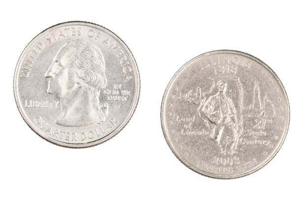 istock Illinois 2003p State Commemorative Quarter isolated on a white background 1169757543